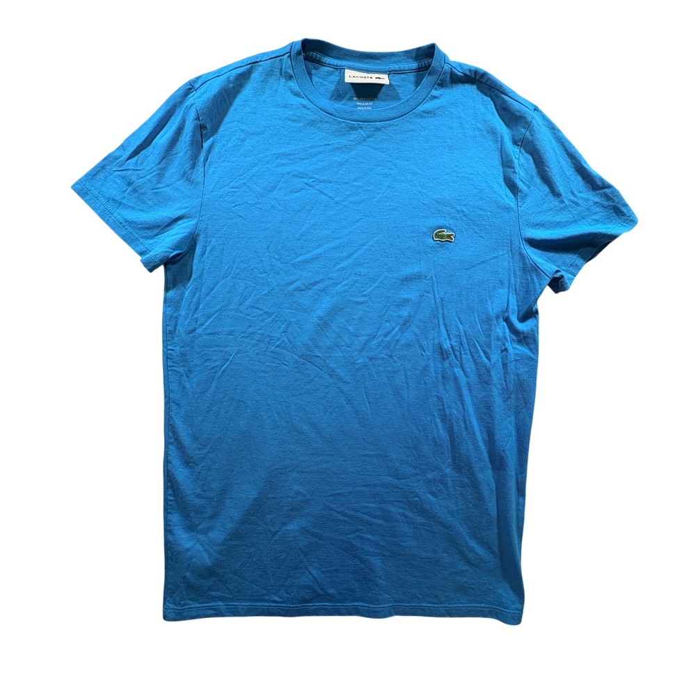Lacoste Pima Cotton T-Shirt Mens Small Blue Regular Fit Crew Neck Logo Tee